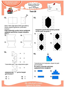 ilkokul 1. Sınıf Bilsem Zeka Testi 